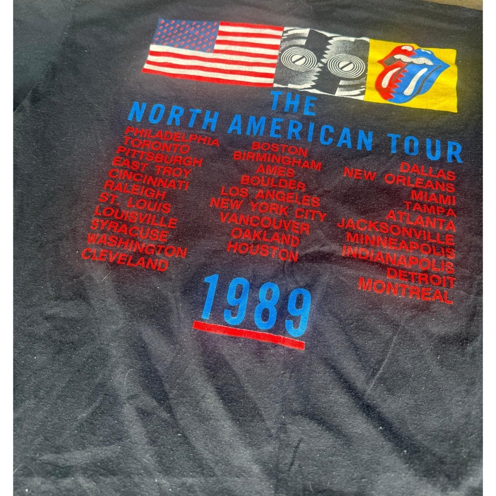 Vintage Rolling Stones 1989 North American Tour T Shirt XL Black Band Tee